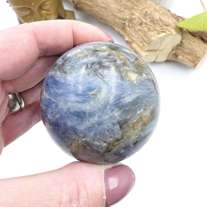 Flashy Kyanite Sphere – Alignment, Clarity & Throat Chakra Crystal, 56mm