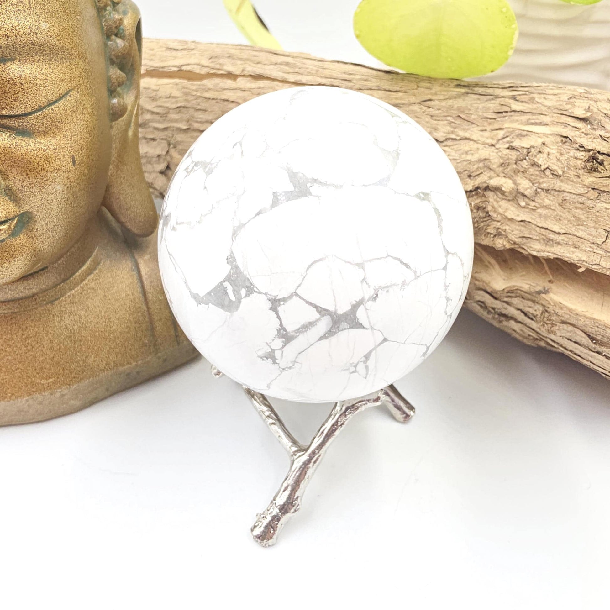 Howlite Sphere – Calm, Stress Relief & Peaceful Sleep Crystal Ball, 67mm