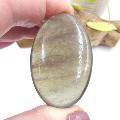 Dark Prasiolite (Green Quartz) Palm Stone – Heart Healing, Growth & Calming Energy Crystal, 45g