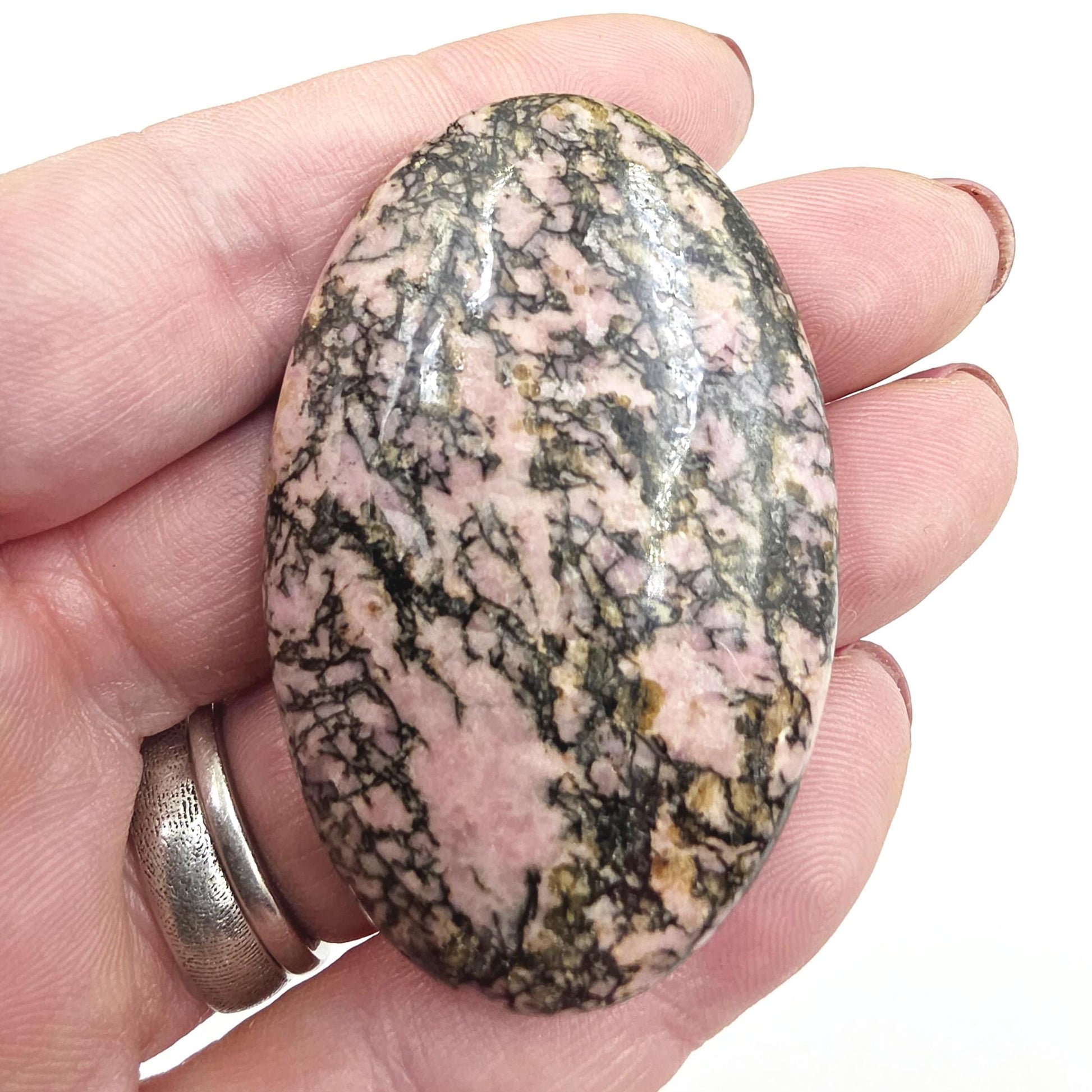 Rhodonite Palm Stone – Emotional Healing, Compassion & Grounded Heart Support Crystal, 60g