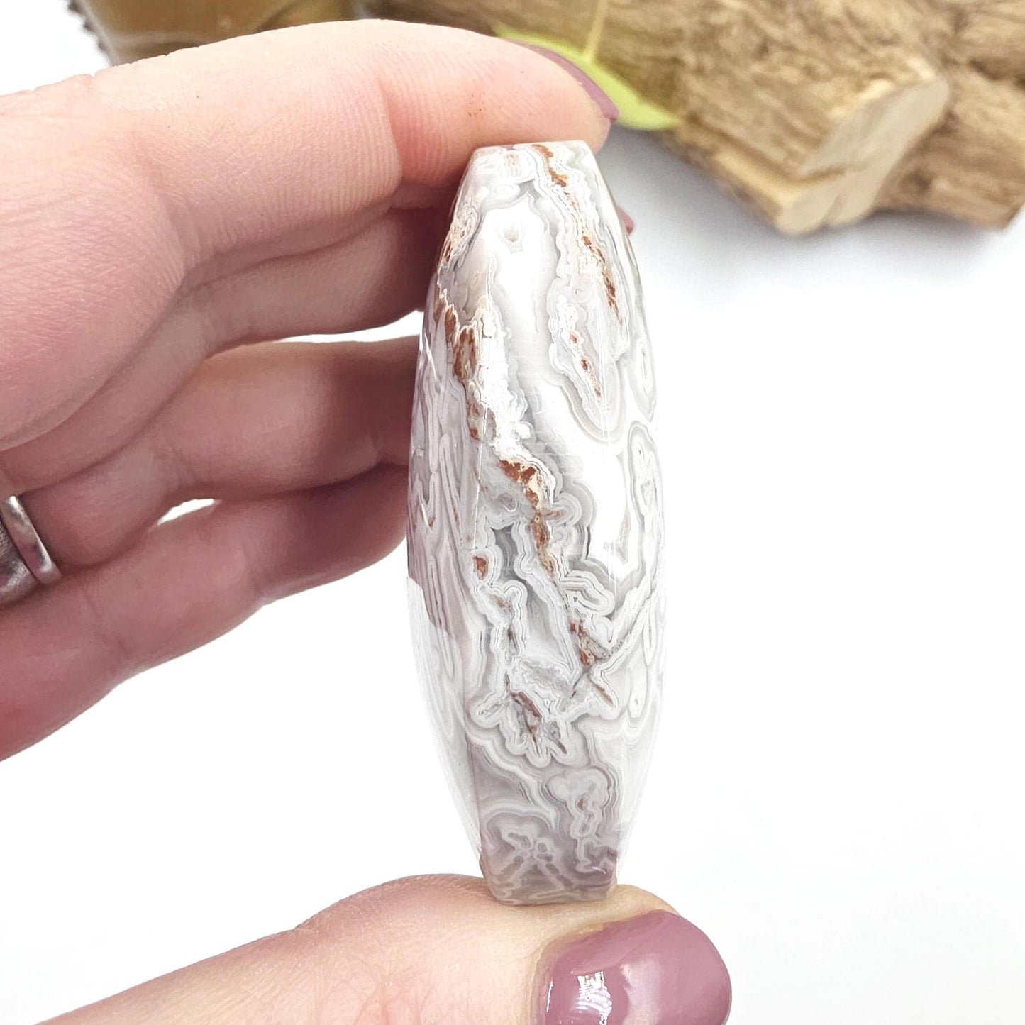 Mexican Crazy Lace Agate Palm Stone - Joy, Positivity & Protection Healing Crystal, 85g