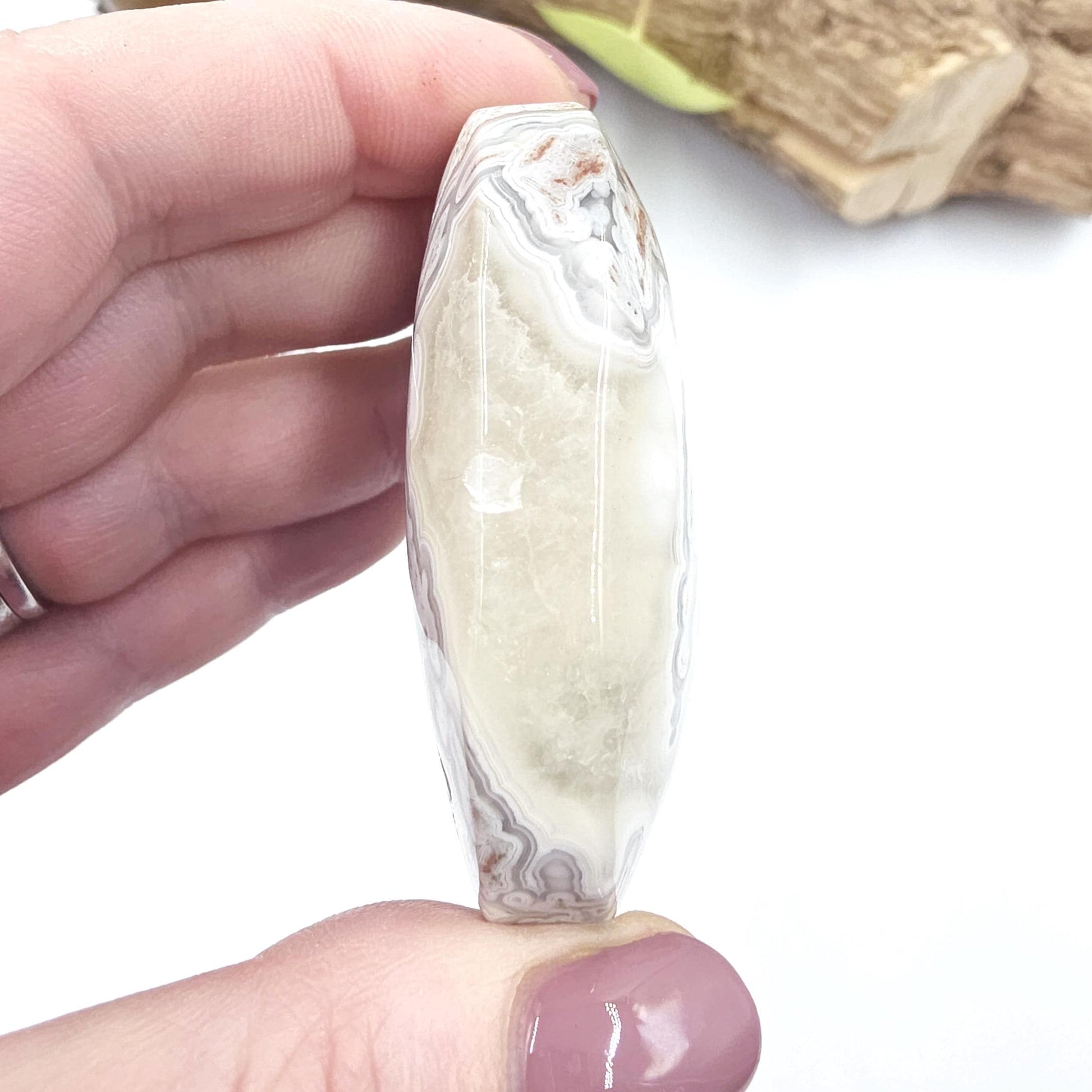 Mexican Crazy Lace Agate Palm Stone - Joy, Positivity & Protection Healing Crystal, 85g