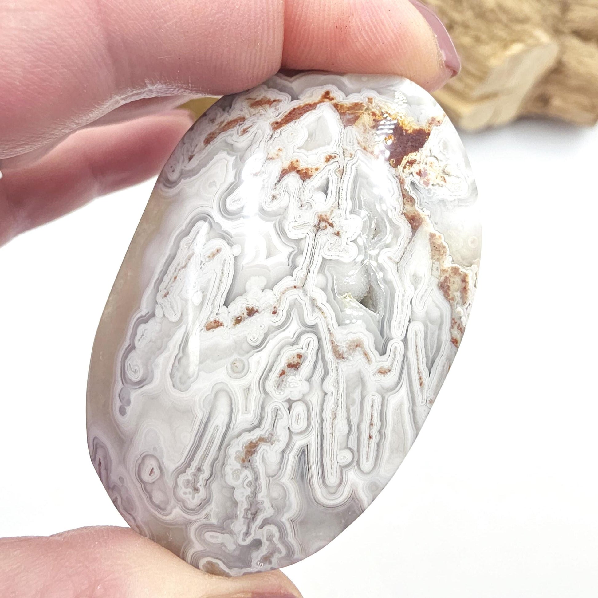Mexican Crazy Lace Agate Palm Stone - Joy, Positivity & Protection Healing Crystal, 85g