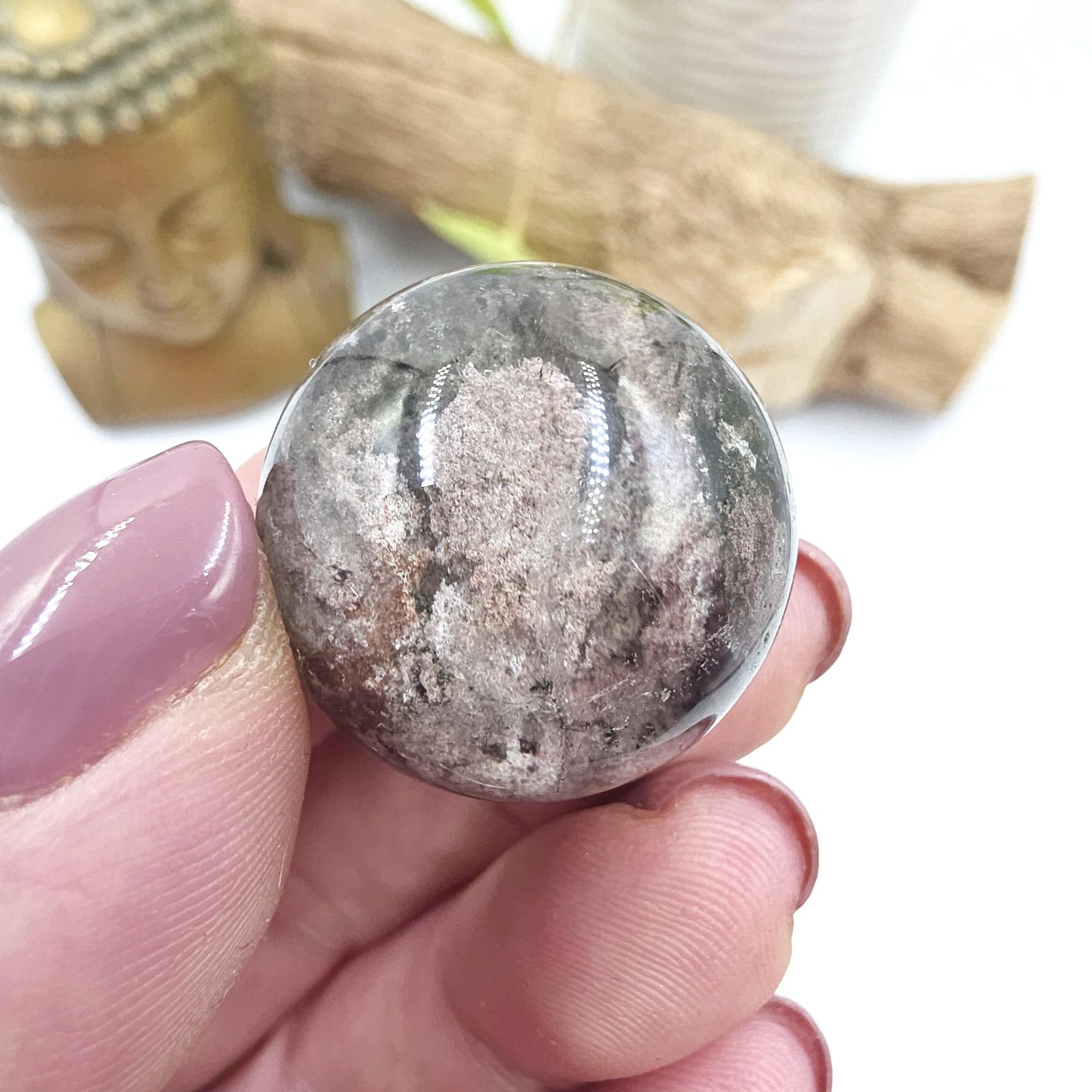 High Grade Garden Quartz (Lodolite) Sphere – Manifestation, Earth Wisdom & Rainbow Energy Crystal, 25mm