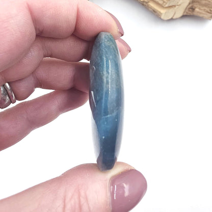 Blue Apatite Palm Stone – Motivation, Clarity & Throat Chakra Crystal, 60g