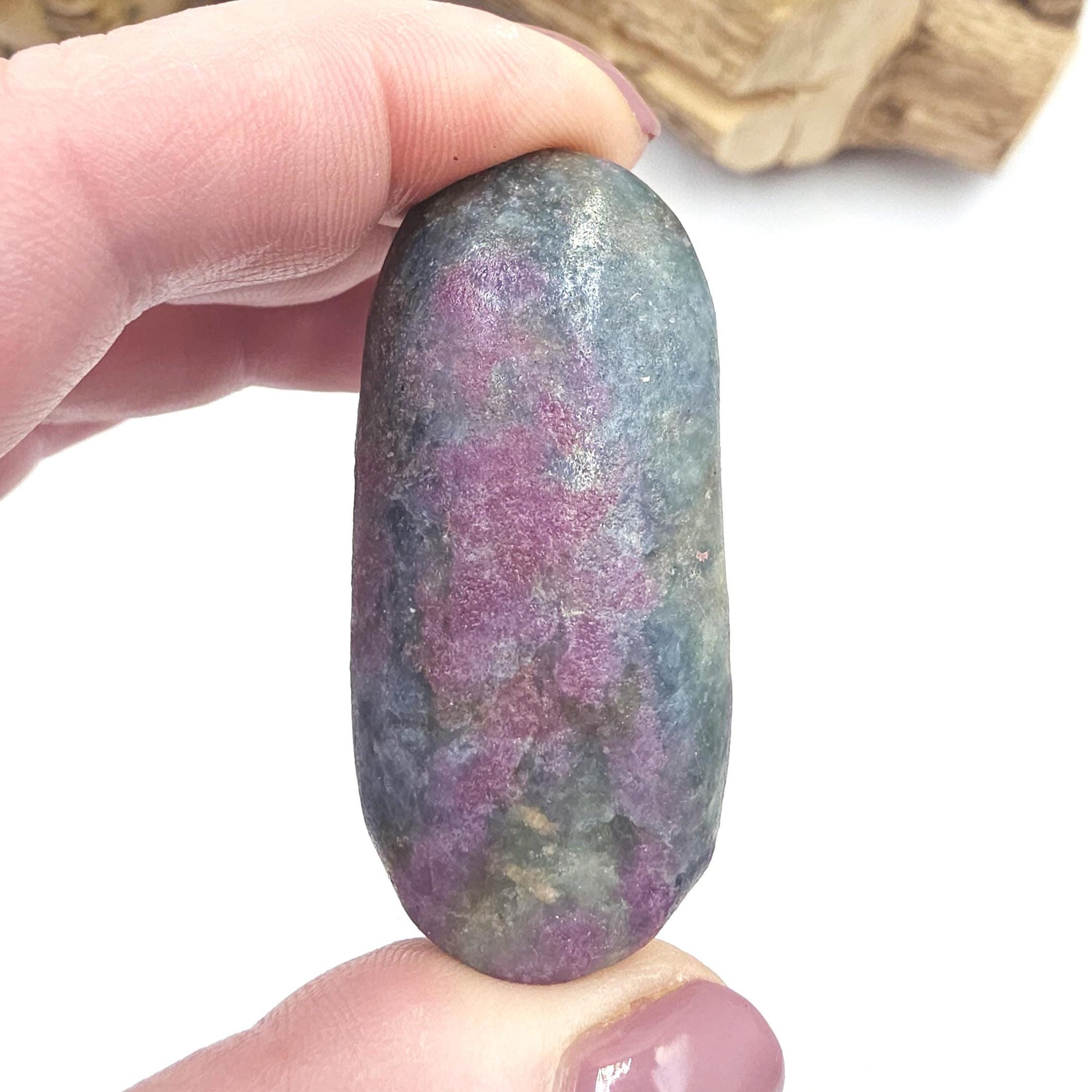 Ruby in Fuchsite Palm Stone (UV Reactive) - Heart Chakra Healing & Vitality, 45g