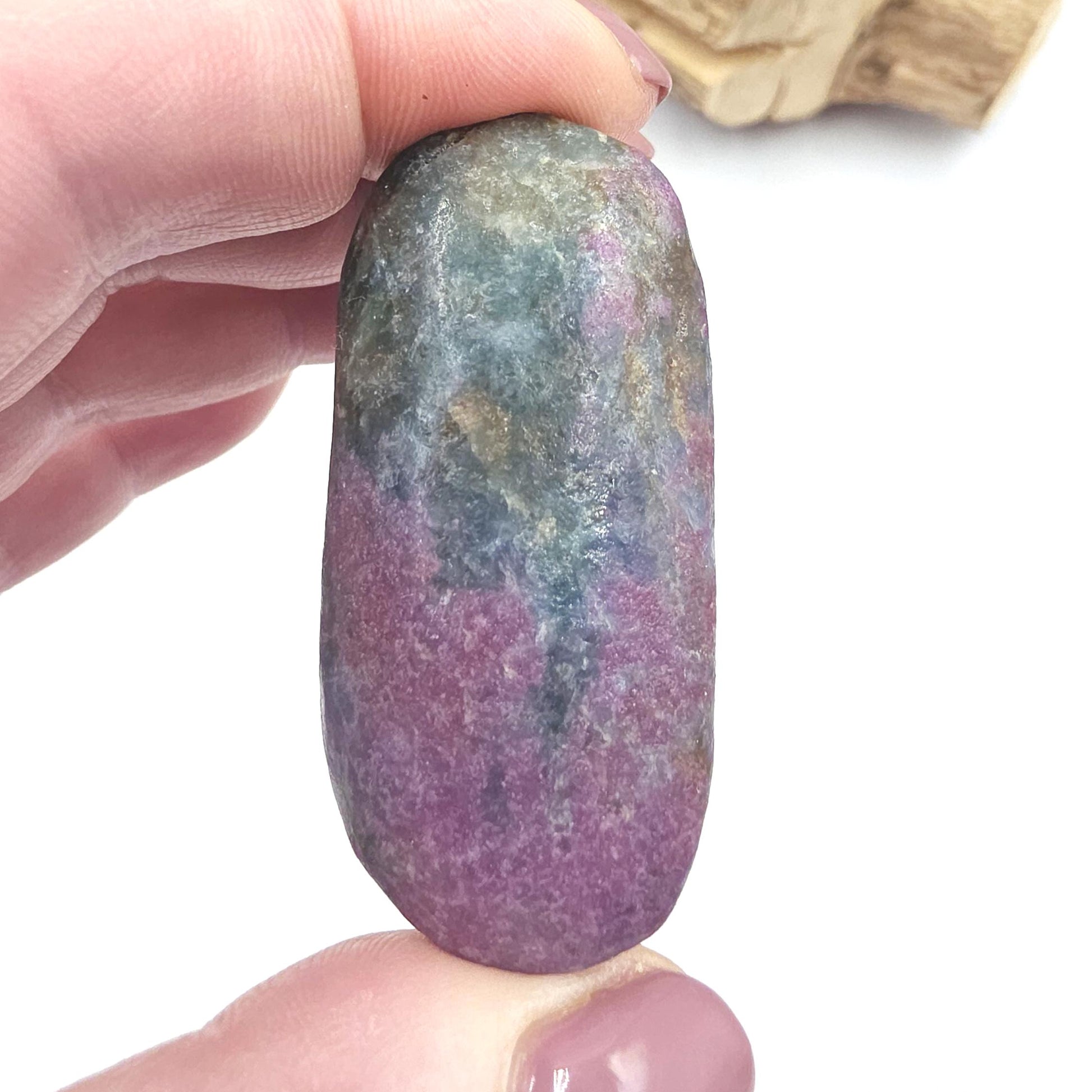 Ruby in Fuchsite Palm Stone (UV Reactive) - Heart Chakra Healing & Vitality, 45g