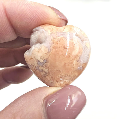 Drusy Pink Agate Hearts – Love, Calm & Heart Chakra Crystal (You Choose Your Favourite), 3cm