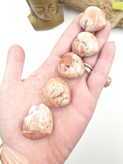 Drusy Pink Agate Hearts – Love, Calm & Heart Chakra Crystal (You Choose Your Favourite), 3cm