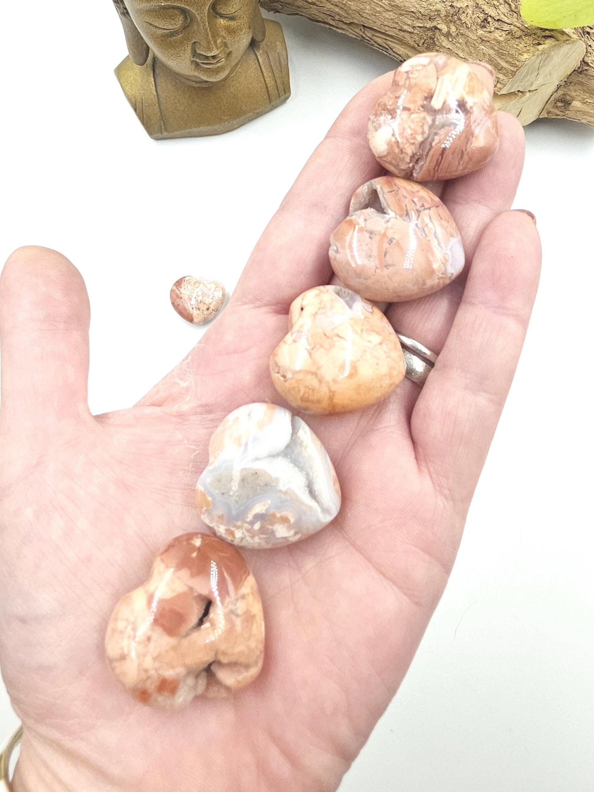 Drusy Pink Agate Hearts – Love, Calm & Heart Chakra Crystal (You Choose Your Favourite), 3cm