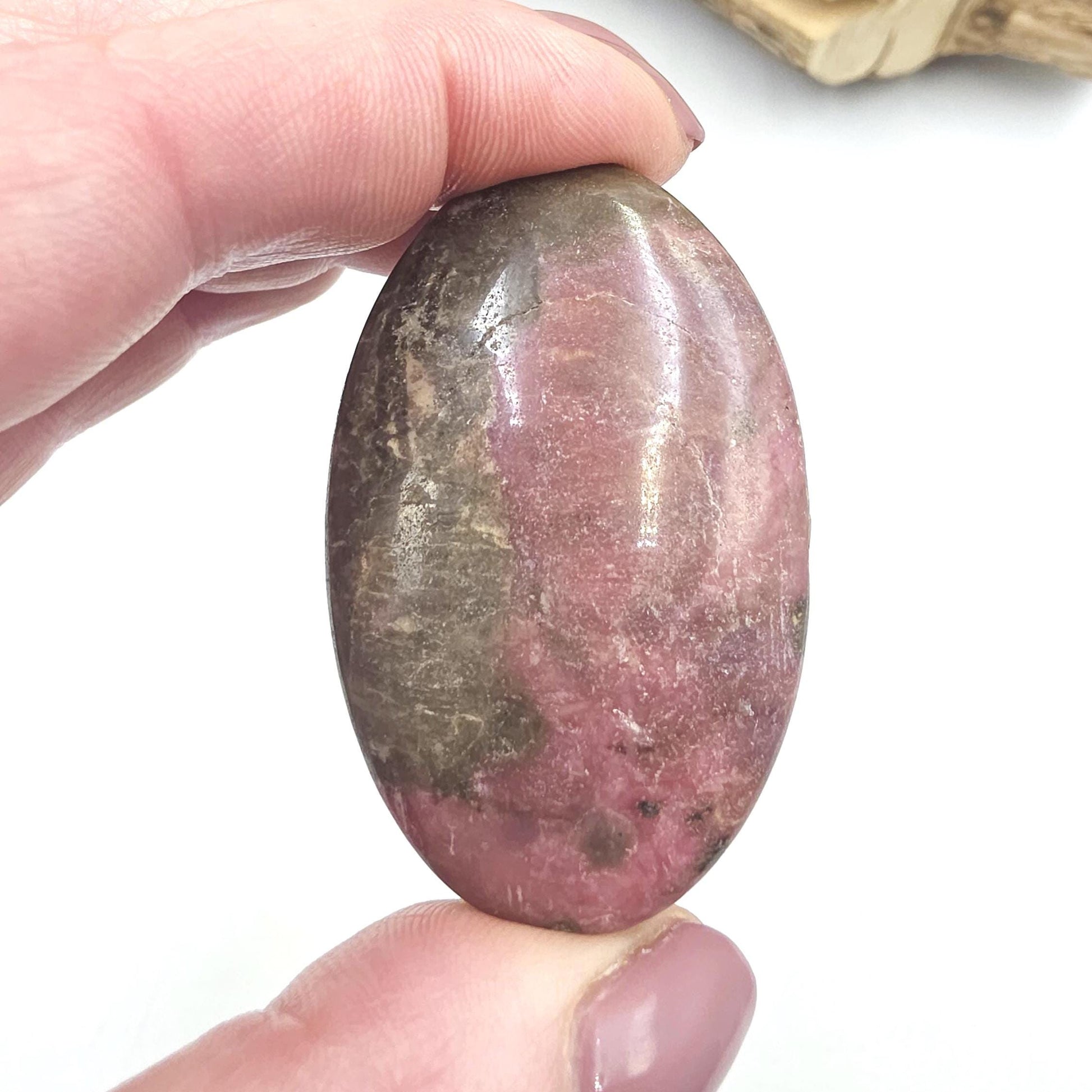 Rhodonite Palm Stone – Emotional Healing, Compassion & Grounded Heart Support Crystal, 55g