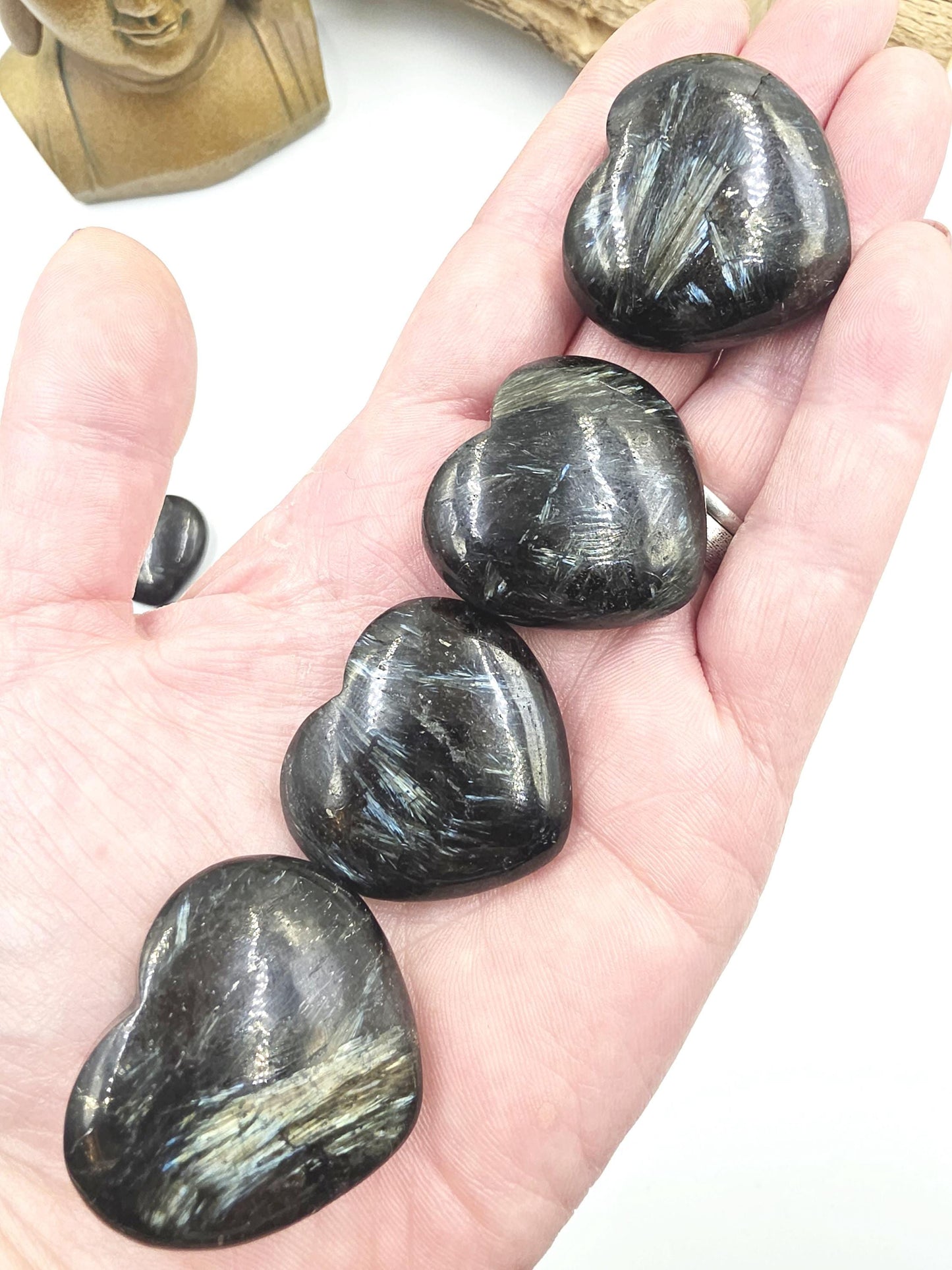 Astrophyllite Crystal Hearts – Transformation, Insight & Crown Chakra Crystal, 3.5cm