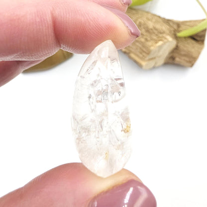 High Grade Enhydro Quartz Teardrop Palm Stone – 2 Moving Water Bubbles, Natural Rainbows & Amplifying Energy Crystal, 20g