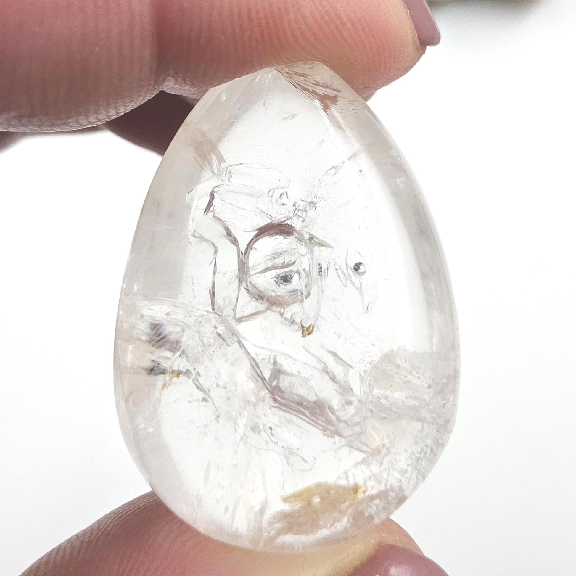 High Grade Enhydro Quartz Teardrop Palm Stone – 2 Moving Water Bubbles, Natural Rainbows & Amplifying Energy Crystal, 20g