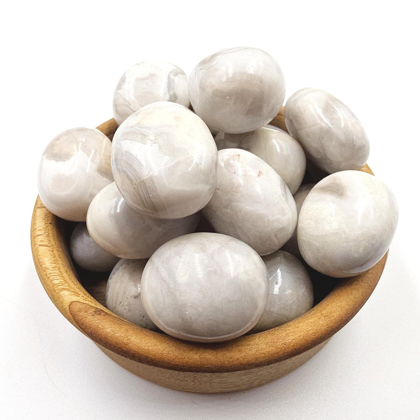 White Agate Tumble Stones – Calm, Emotional Balance & Healing Crystal, 2-3cm
