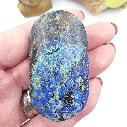 Rare Azurite Palm Stone - Intuition & Spiritual Insight Third Eye Chakra Crystal - 50g