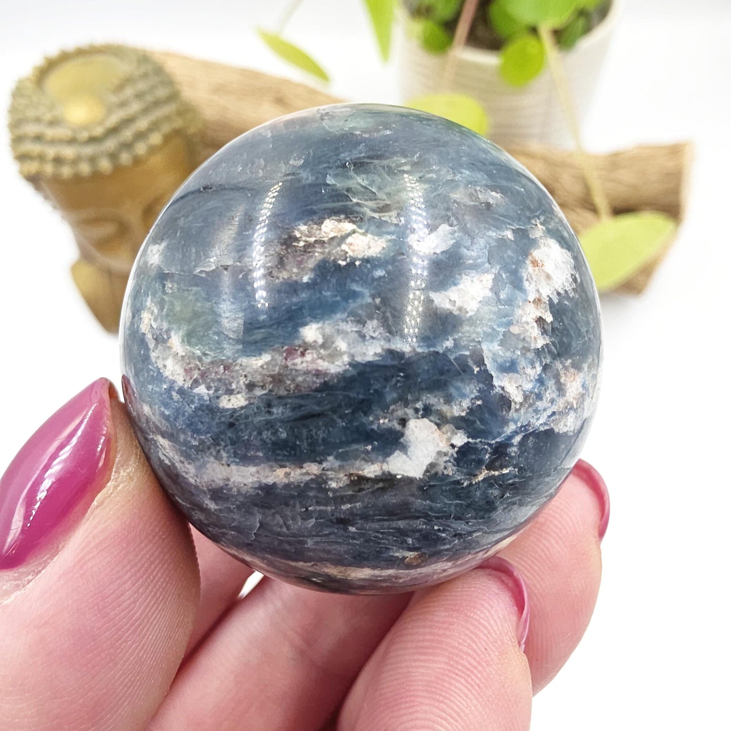 Rare Dumortierite Sphere - Patience, Confidence & Mental Clarity Healing Crystal Ball, 44mm
