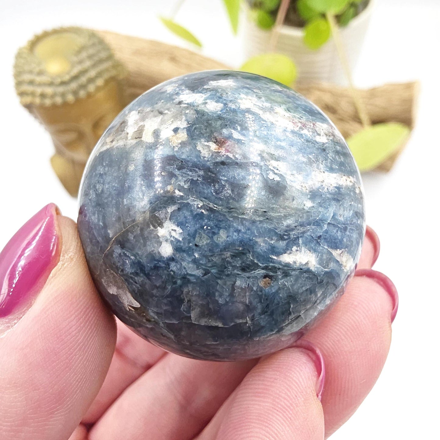 Rare Dumortierite Sphere - Patience, Confidence & Mental Clarity Healing Crystal Ball, 44mm