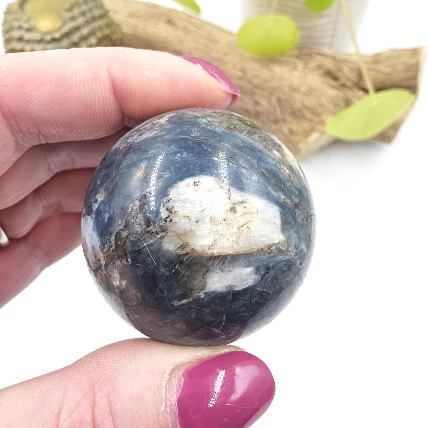 Rare Dumortierite Sphere - Patience, Confidence & Mental Clarity Healing Crystal Ball, 44mm