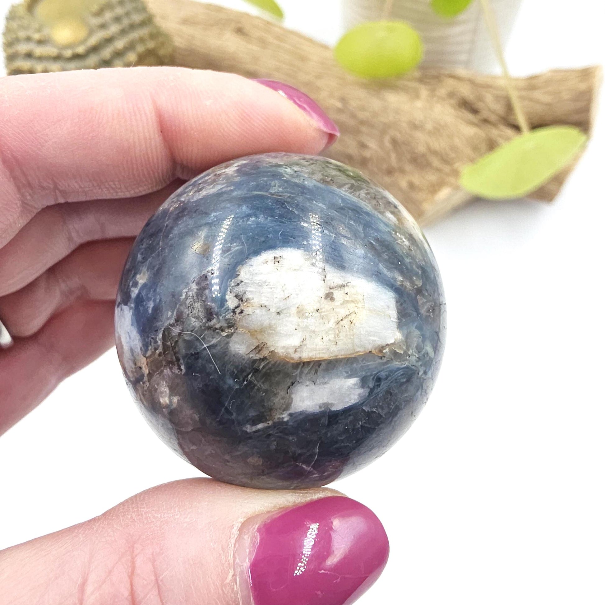 Rare Dumortierite Sphere - Patience, Confidence & Mental Clarity Healing Crystal Ball, 44mm