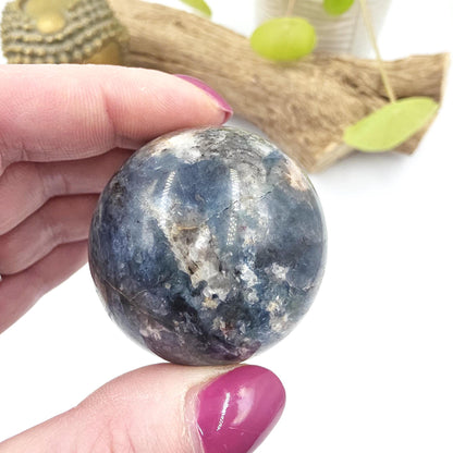 Rare Dumortierite Sphere - Patience, Confidence & Mental Clarity Healing Crystal Ball, 44mm