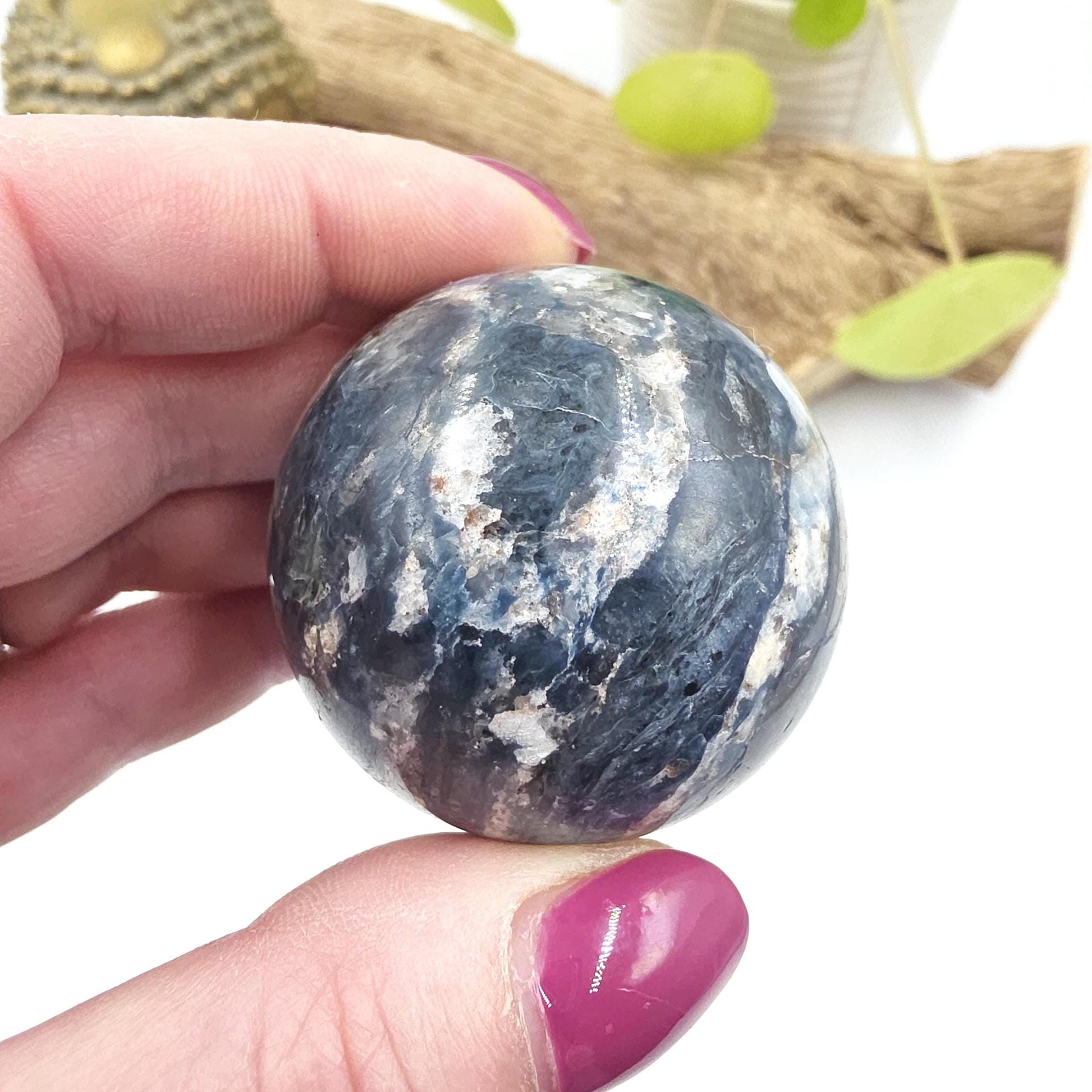 Rare Dumortierite Sphere - Patience, Confidence & Mental Clarity Healing Crystal Ball, 44mm