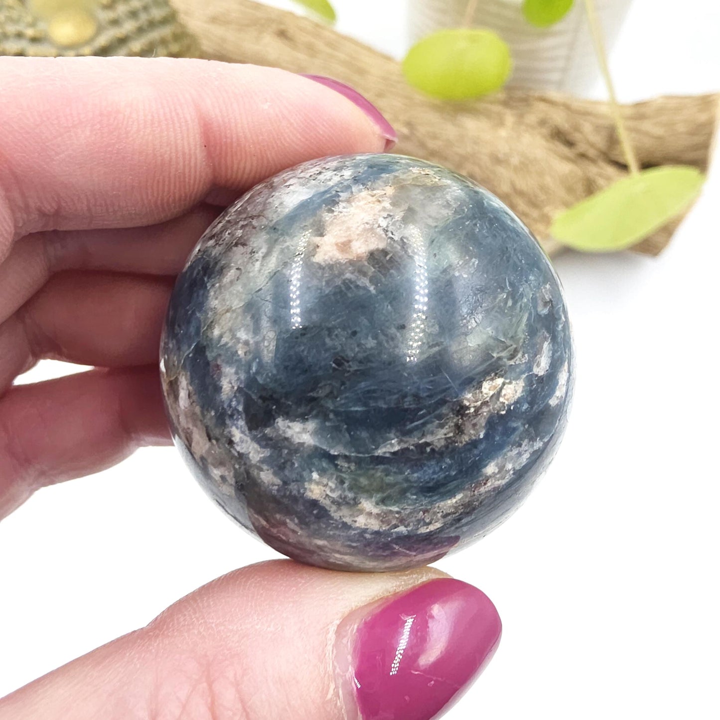 Rare Dumortierite Sphere - Patience, Confidence & Mental Clarity Healing Crystal Ball, 44mm
