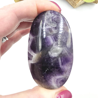 Dream Amethyst (Chevron Amethyst) Palm Stone – Calm, Intuition & Crown Chakra Crystal, 95g