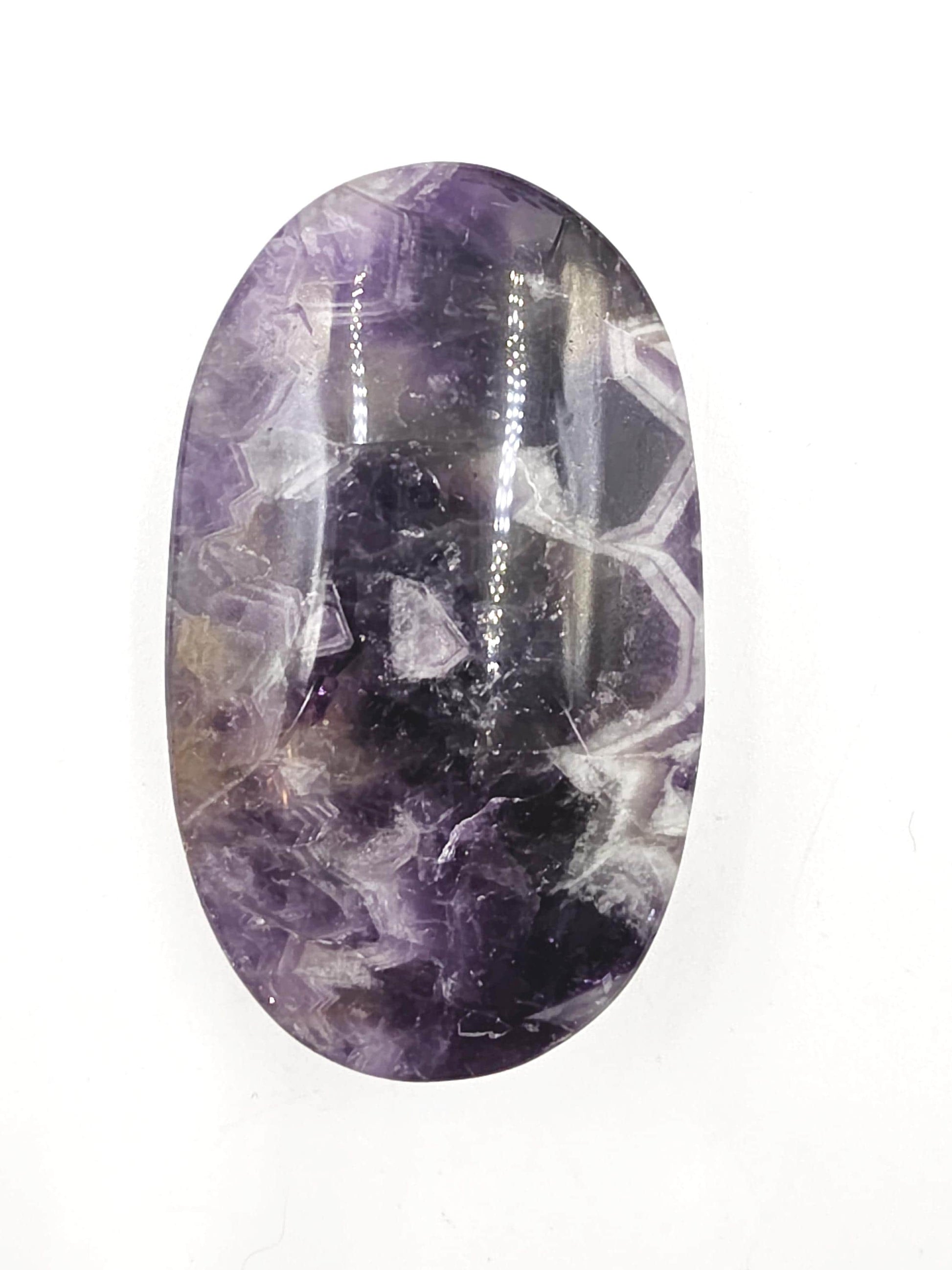 Dream Amethyst (Chevron Amethyst) Palm Stone – Calm, Intuition & Crown Chakra Crystal, 95g