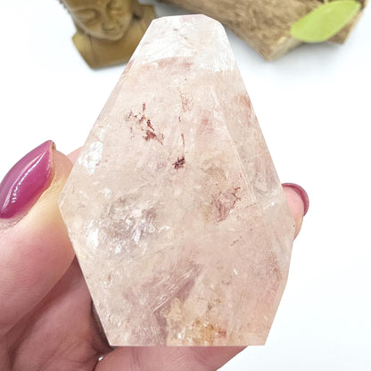 Pink Lemurian Quartz Freeform with Rainbow Flashes – Spiritual Growth, Love & Energy Amplification Crystal, 155g