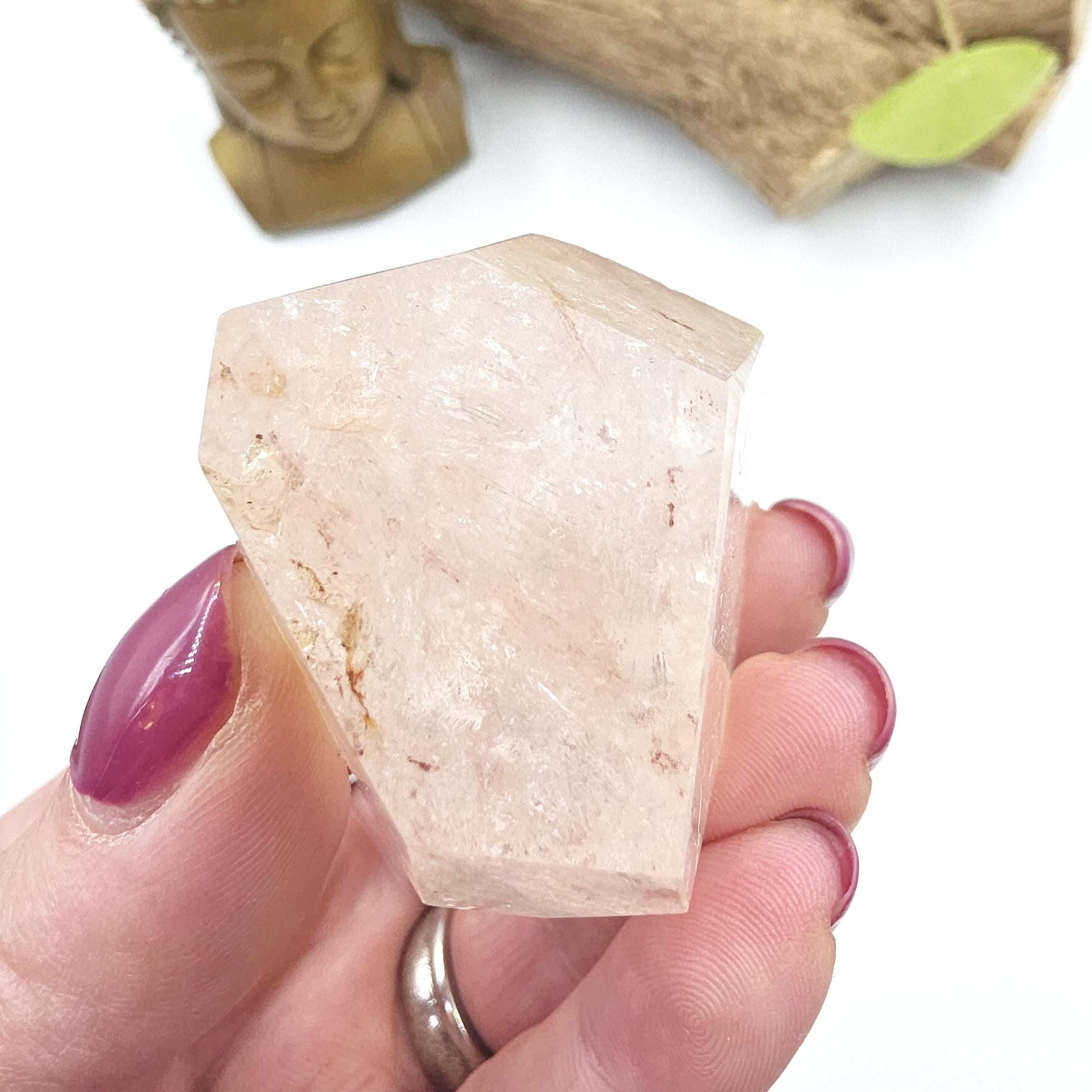 Pink Lemurian Quartz Freeform with Rainbow Flashes – Spiritual Growth, Love & Energy Amplification Crystal, 155g