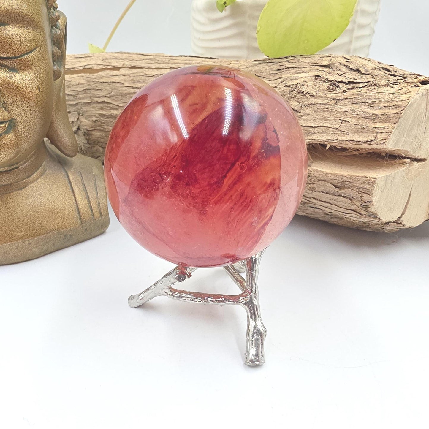 Madagascan Fire Quartz (Hematoid) Sphere – Strength, Grounding & Energy Amplification Crystal, 63mm