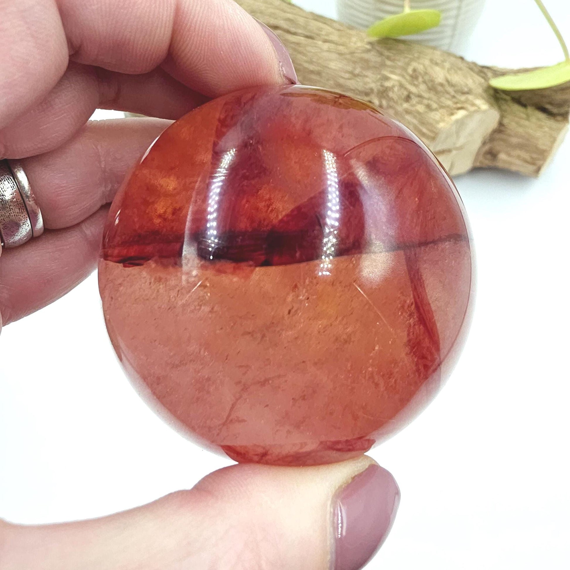 Madagascan Fire Quartz (Hematoid) Sphere – Strength, Grounding & Energy Amplification Crystal, 63mm