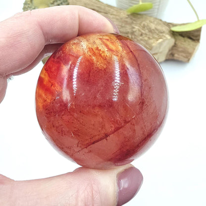 Madagascan Fire Quartz (Hematoid) Sphere – Strength, Grounding & Energy Amplification Crystal, 63mm