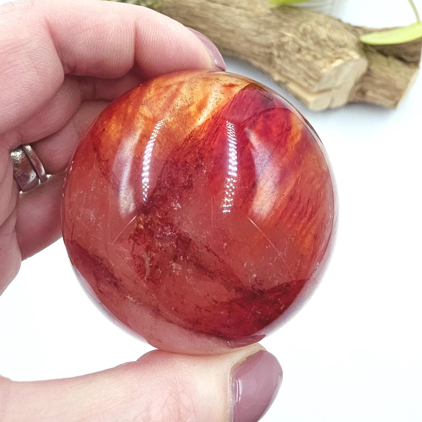 Madagascan Fire Quartz (Hematoid) Sphere – Strength, Grounding & Energy Amplification Crystal, 63mm