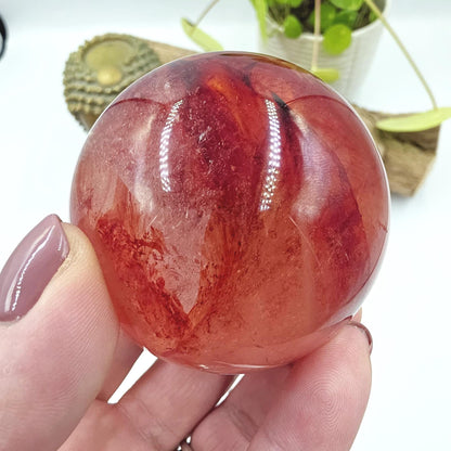 Madagascan Fire Quartz (Hematoid) Sphere – Strength, Grounding & Energy Amplification Crystal, 63mm