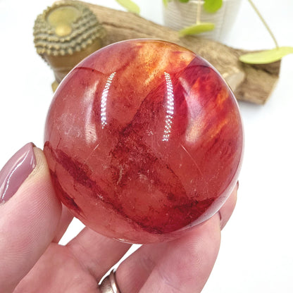 Madagascan Fire Quartz (Hematoid) Sphere – Strength, Grounding & Energy Amplification Crystal, 63mm