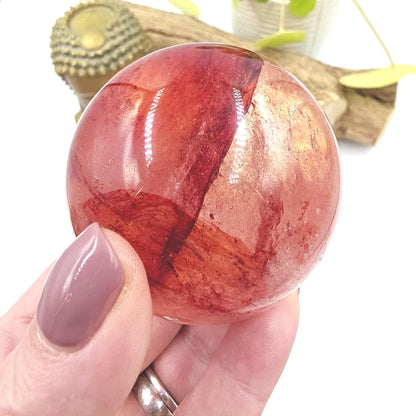Madagascan Fire Quartz (Hematoid) Sphere – Strength, Grounding & Energy Amplification Crystal, 63mm