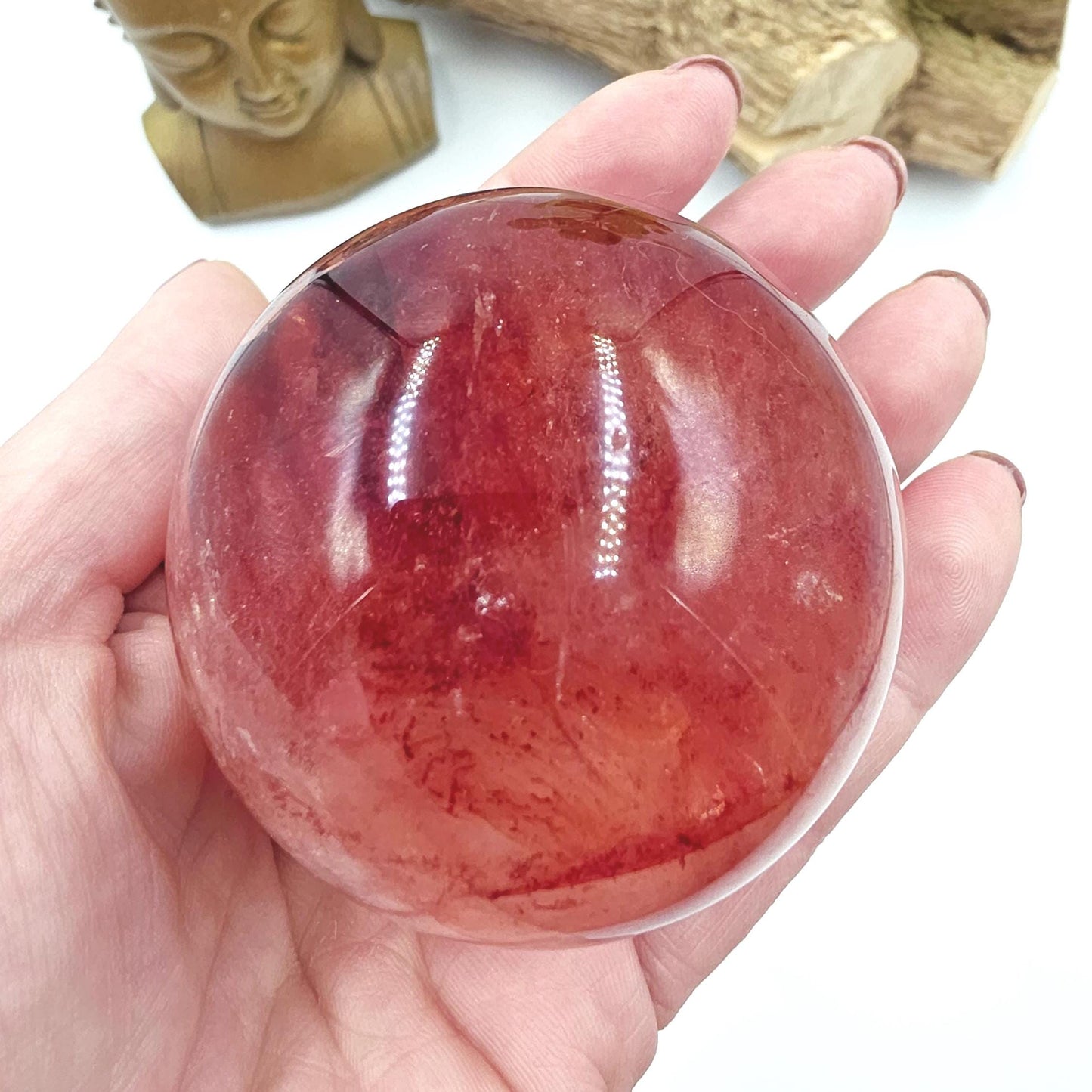 Madagascan Fire Quartz (Hematoid) Sphere – Strength, Grounding & Energy Amplification Crystal, 63mm
