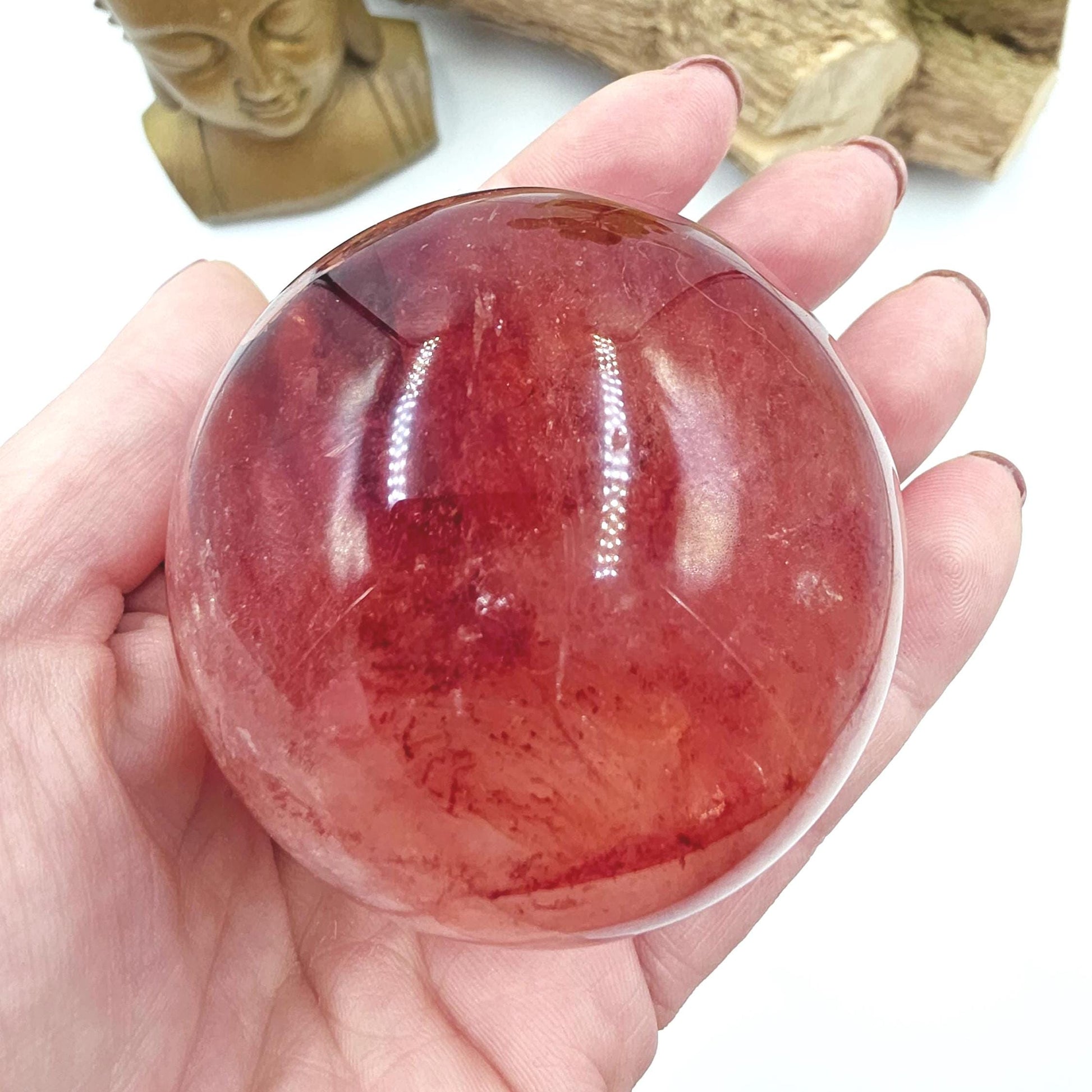 Madagascan Fire Quartz (Hematoid) Sphere – Strength, Grounding & Energy Amplification Crystal, 63mm