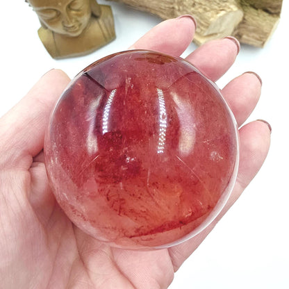 Madagascan Fire Quartz (Hematoid) Sphere – Strength, Grounding & Energy Amplification Crystal, 63mm