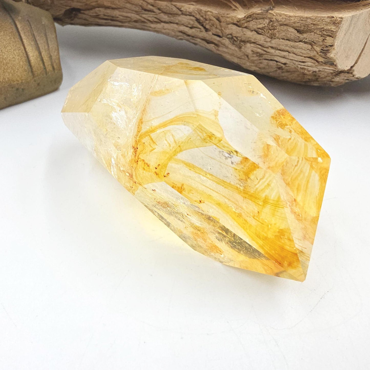 Madagascan Golden Healer Freeform with rainbow flashes – Deep Healing, Energy Amplification & Spiritual Balance Crystal, 320g