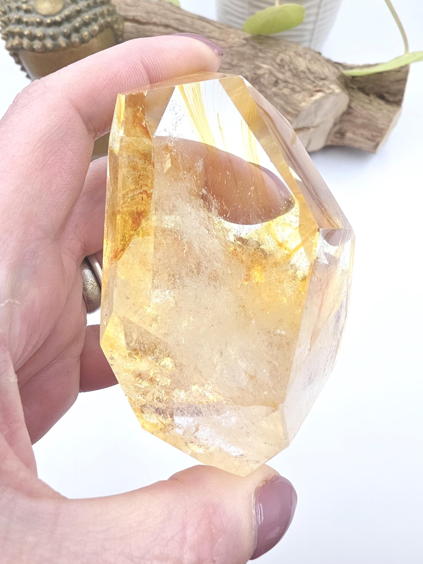 Madagascan Golden Healer Freeform with rainbow flashes – Deep Healing, Energy Amplification & Spiritual Balance Crystal, 320g