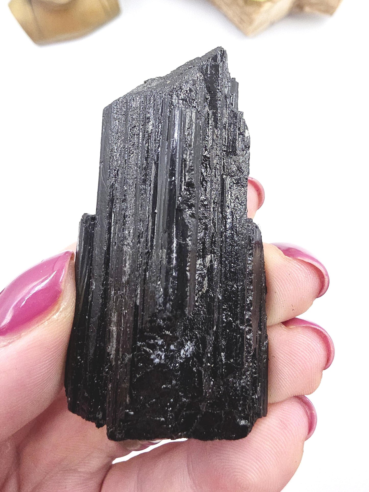 Flashy Raw Black Tourmaline Specimen - Natural Protection and Grounding Crystal - 70g