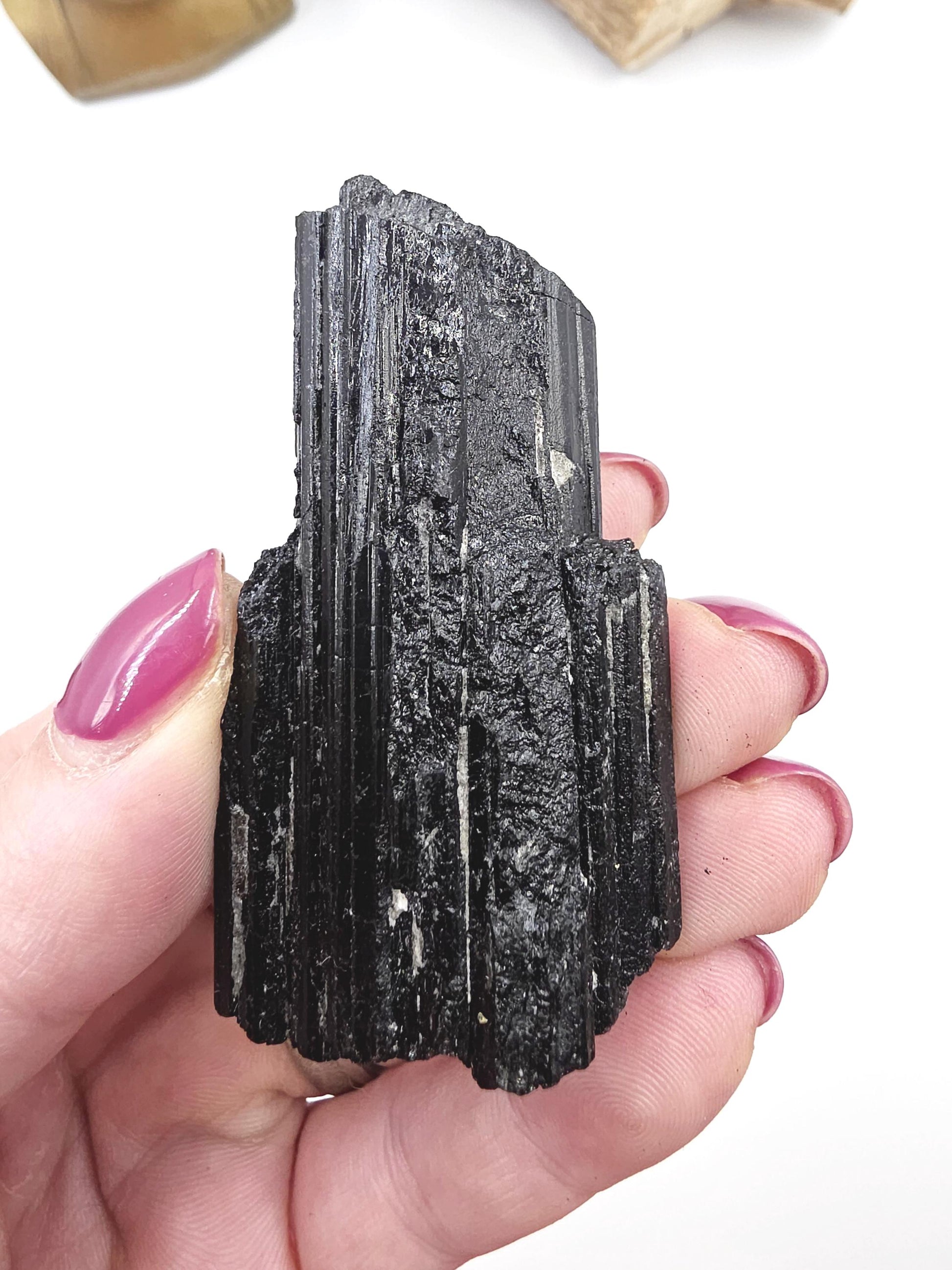 Flashy Raw Black Tourmaline Specimen - Natural Protection and Grounding Crystal - 70g