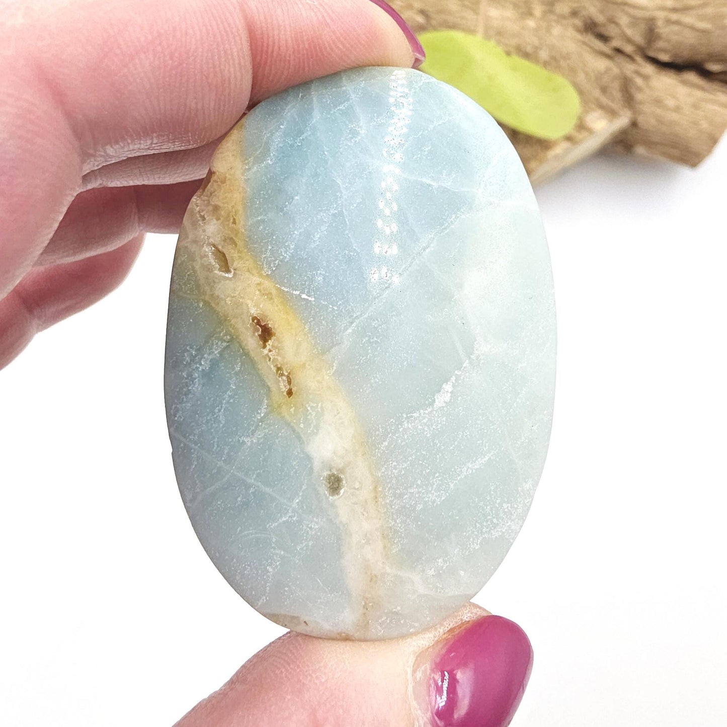 Caribbean Calcite Palm Stone – Calm, Intuition & Soothing Energy Crystal, 55g