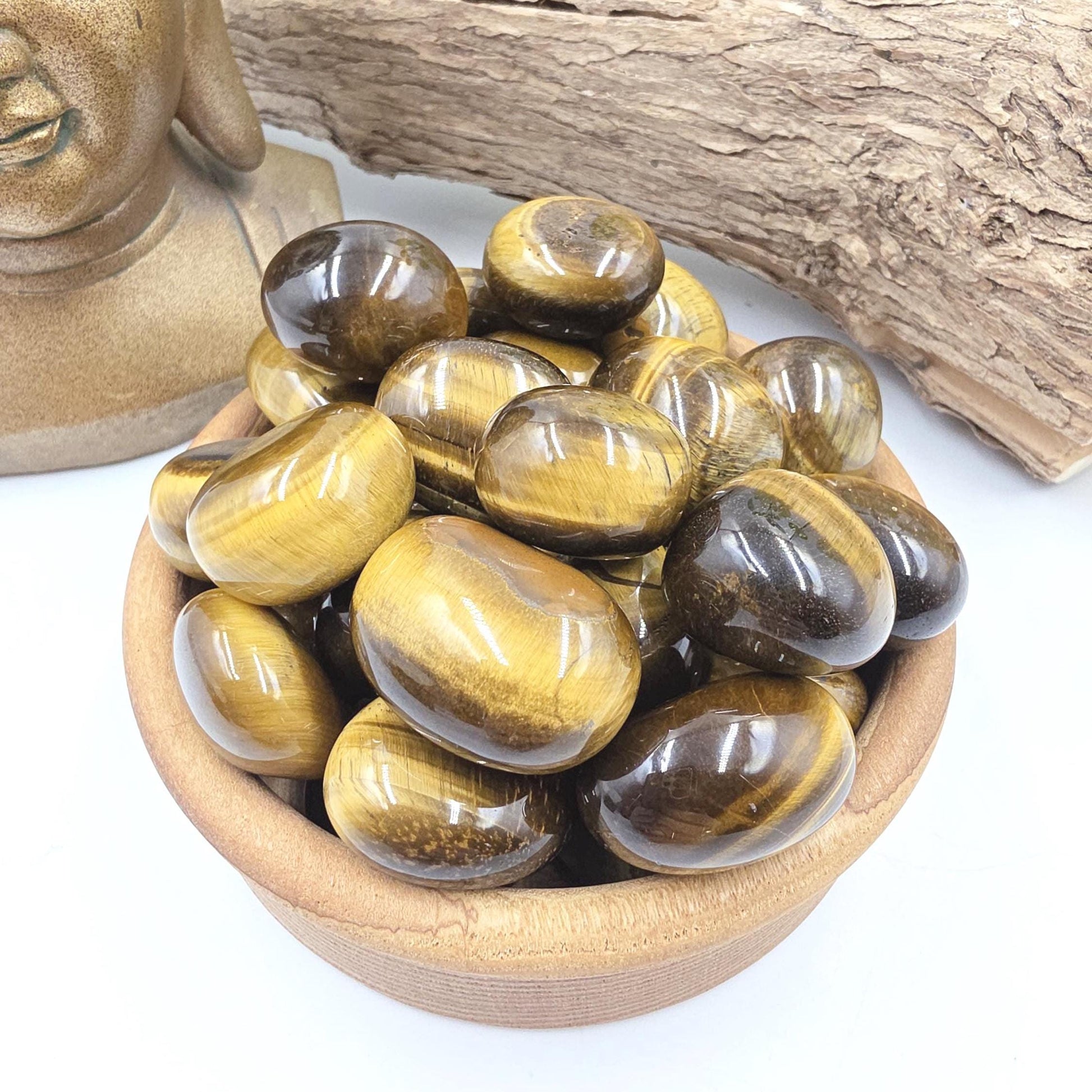 Golden Yellow Tiger’s Eye Tumble Stones – Confidence, Protection & Solar Plexus Chakra Crystal, 2-3cm