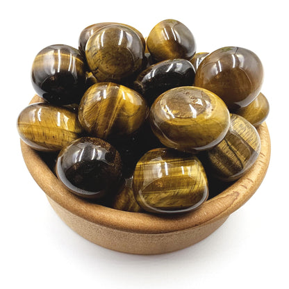 Golden Yellow Tiger’s Eye Tumble Stones – Confidence, Protection & Solar Plexus Chakra Crystal, 2-3cm