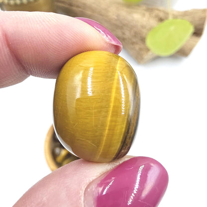 Golden Yellow Tiger’s Eye Tumble Stones – Confidence, Protection & Solar Plexus Chakra Crystal, 2-3cm