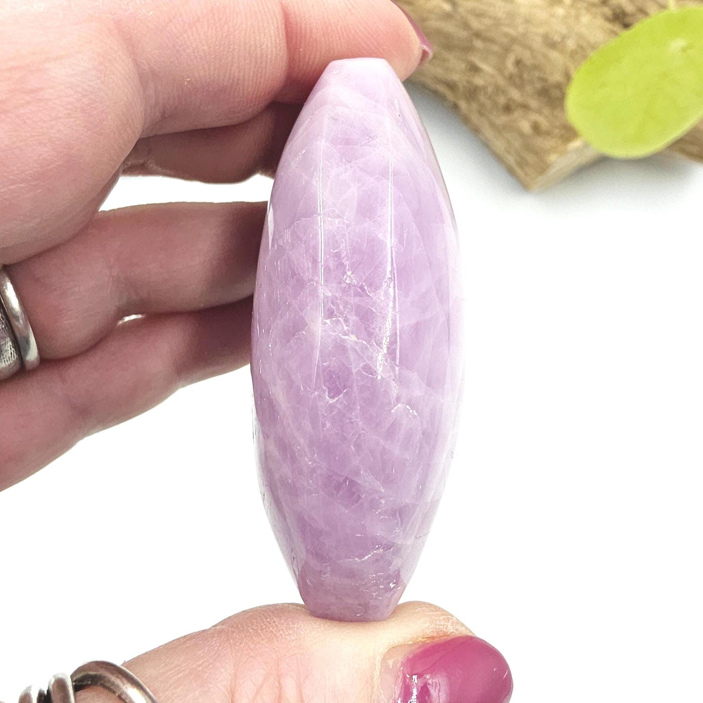 Flashy Large Kunzite Crystal Palm Stone - Heart Chakra & Emotional Healing Crystal, 135g